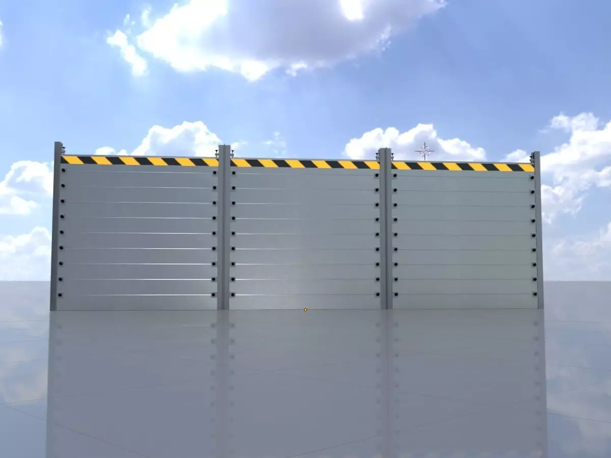 The aluminum flood protection wall measures 2m x 6m Low-poly 3D model