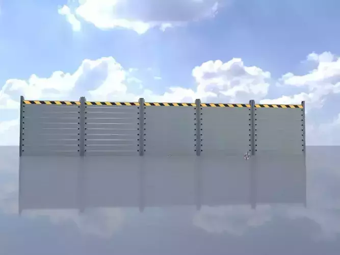 Aluminum flood protection wall 2m x 10m
