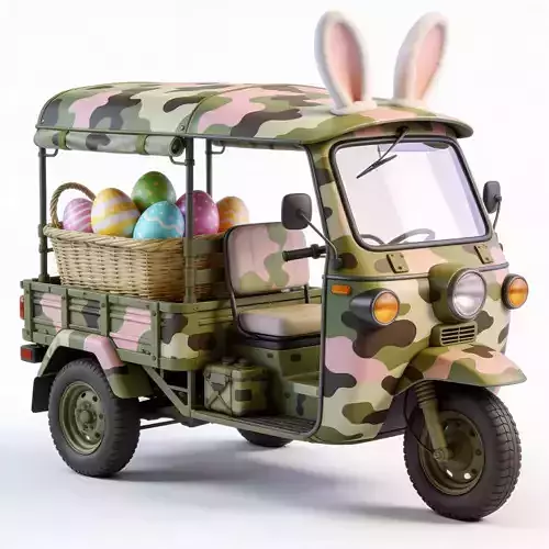Pastel Tactical Easter Delivery Tuk-Tuk 3D Model