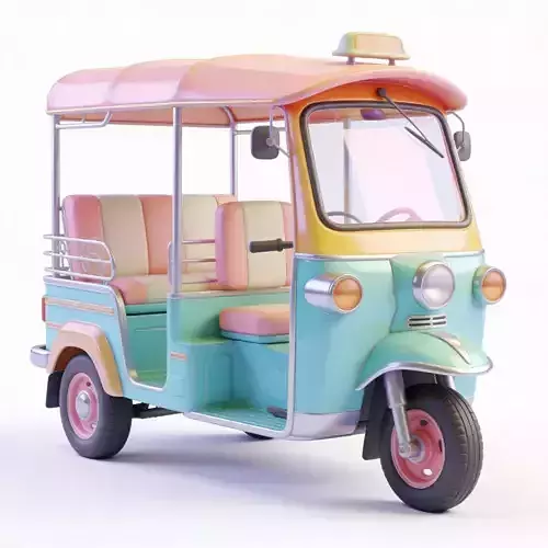 Pastel Tactical Easter Delivery Tuk Tuk 3D Model