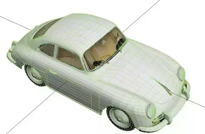 1955 Porsche 356 Low Poly Classic Sports Car Low-poly 3D model 5