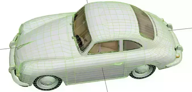 1955 Porsche 356 Low Poly Classic Sports Car Low-poly 3D model 6