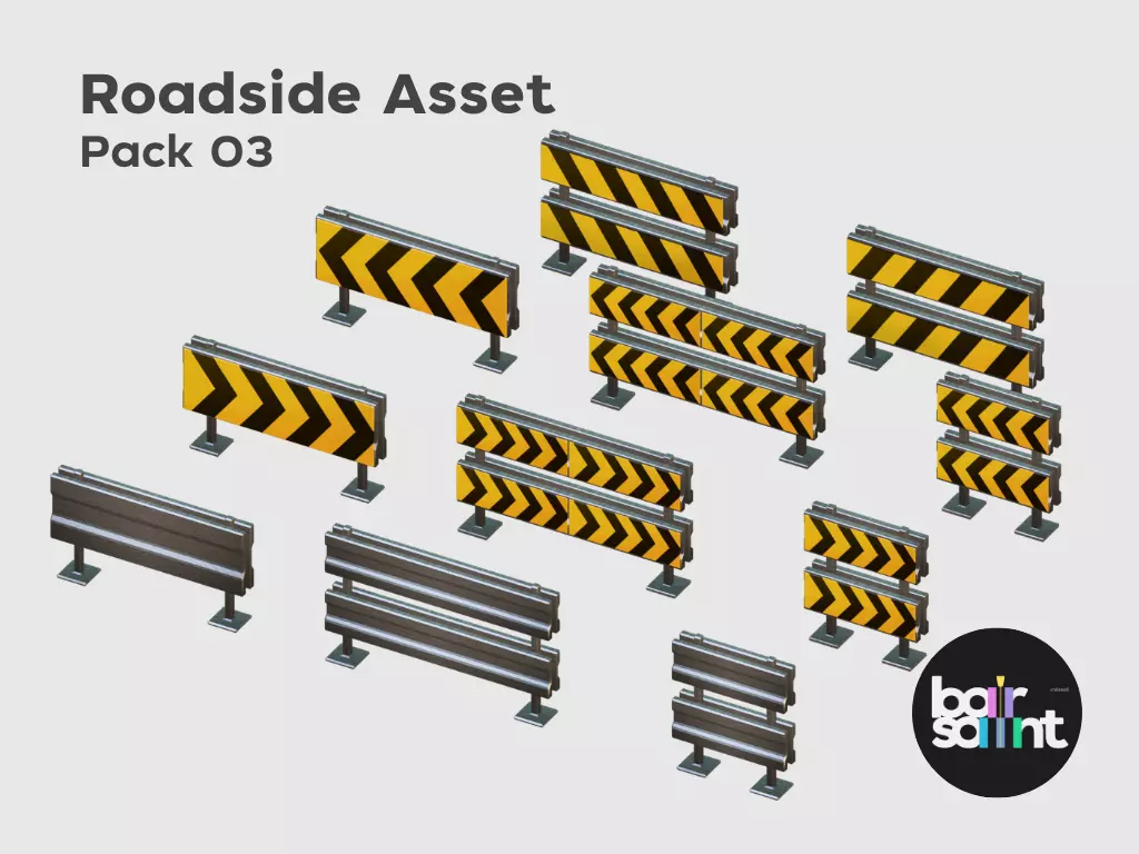 Metal Road Barrier Stylized Roadside3D Asset Pack Free low-poly 3D model