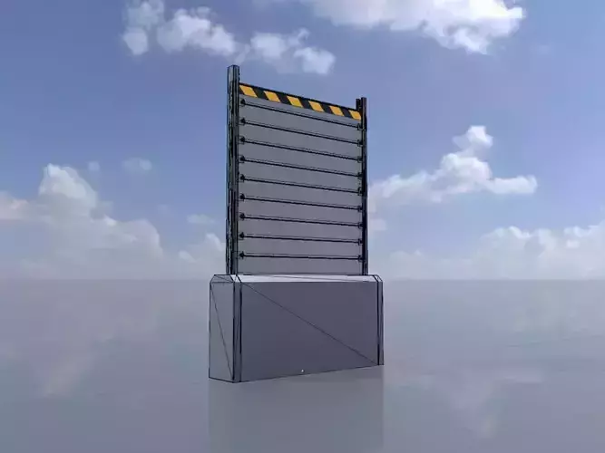 3 x 2-meter aluminum flood wall with concrete foundation