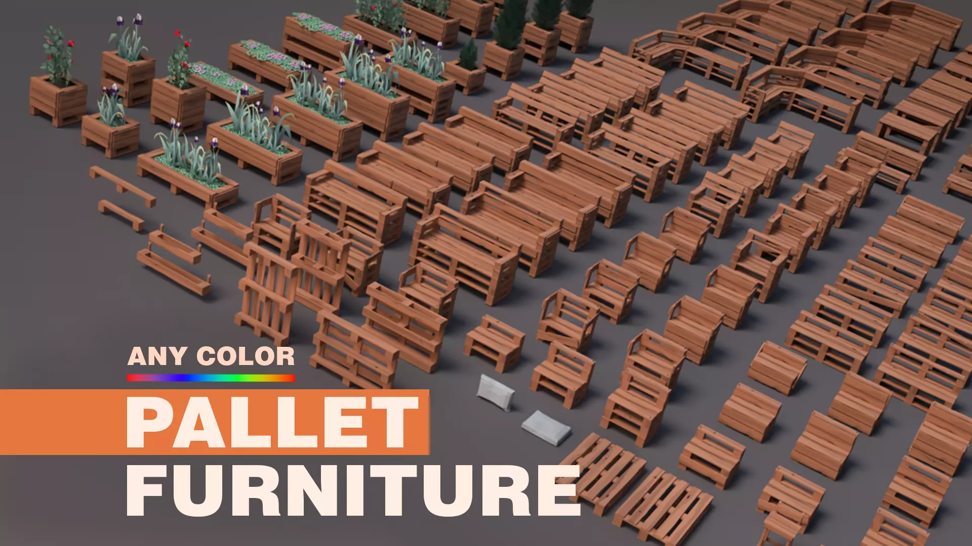 Pallets Furniture - BoznaWhat Low-poly 3D model