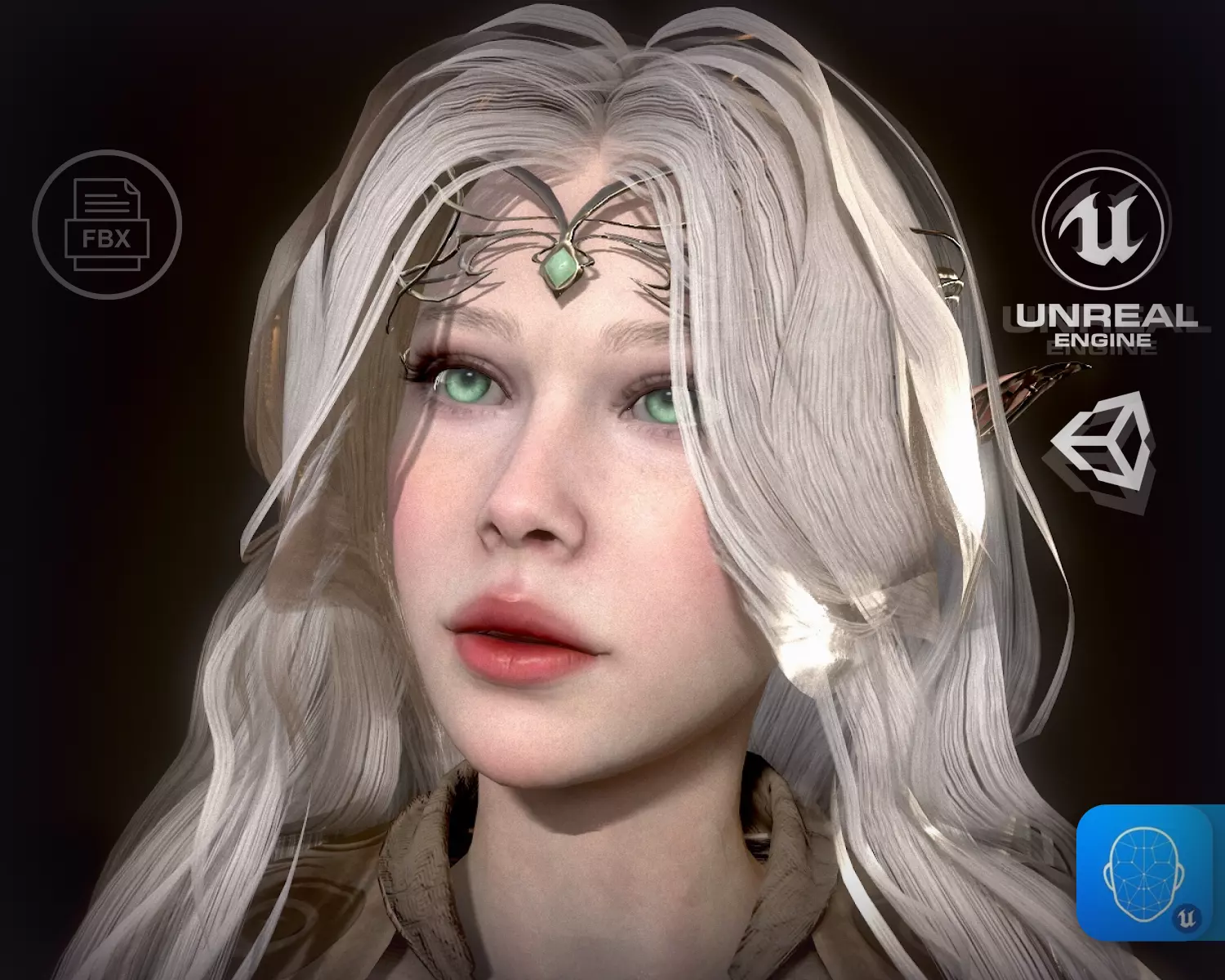 Light Elf Princess Low-poly 3D model