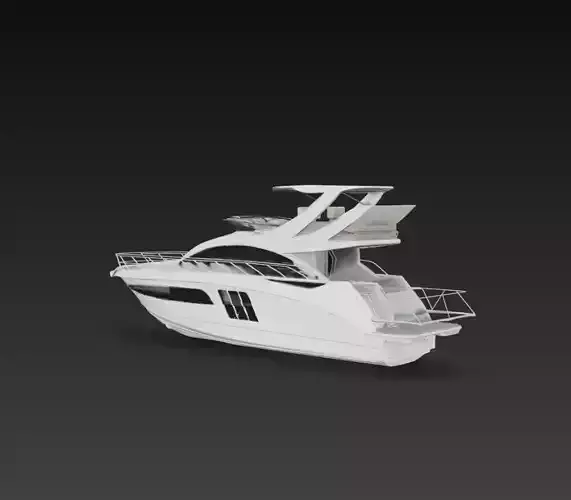 Modern Luxury Flybridge Yacht 3D Model Motor Cabin Cruiser