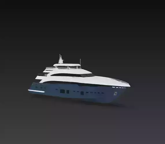 Luxury Super Yacht 3D Model Modern Mega Motor Yacht