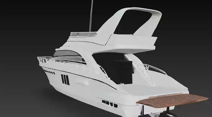 Luxury Flybridge Motor Yacht 3D Model Modern Cabin Cruiser