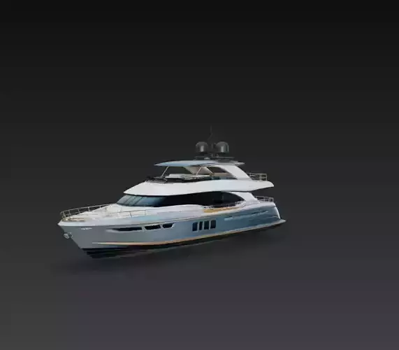 Modern Luxury Yacht Cruiser Marine Vessel Exterior STL Model