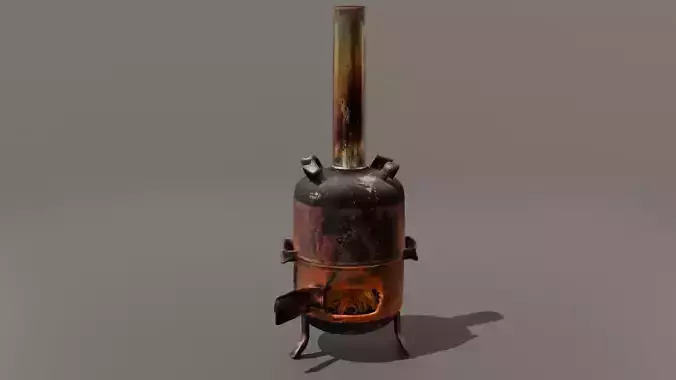 DVL3DStudio Rustic Wood Stove Low Poly Game Ready