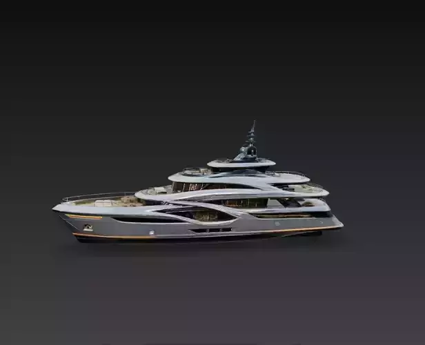 Ultra Luxury Mega Yacht 3D Model Modern Multi Deck Super Yacht