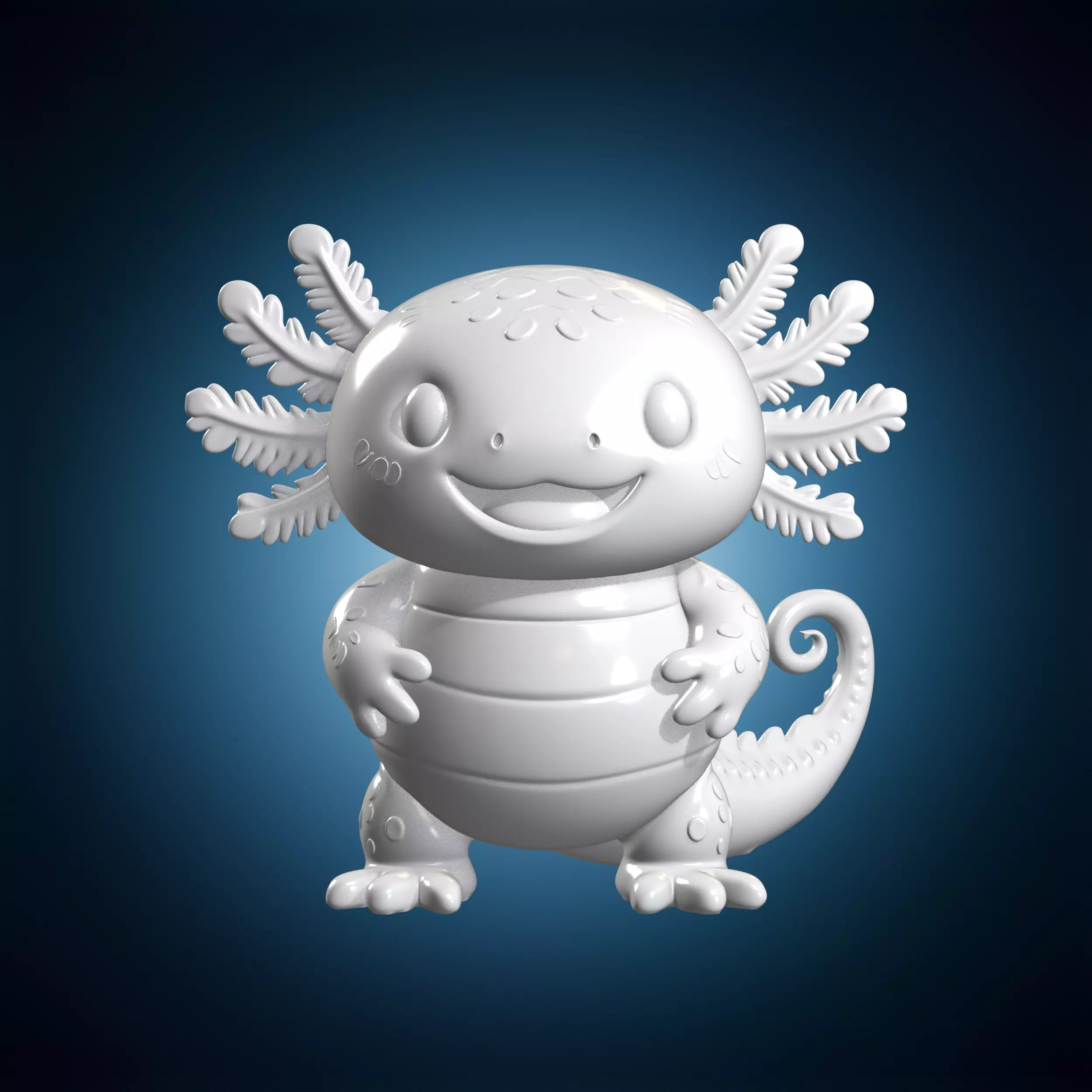 Axolotl Figurine Kawaii Smiling 3D Print Model 3D print model