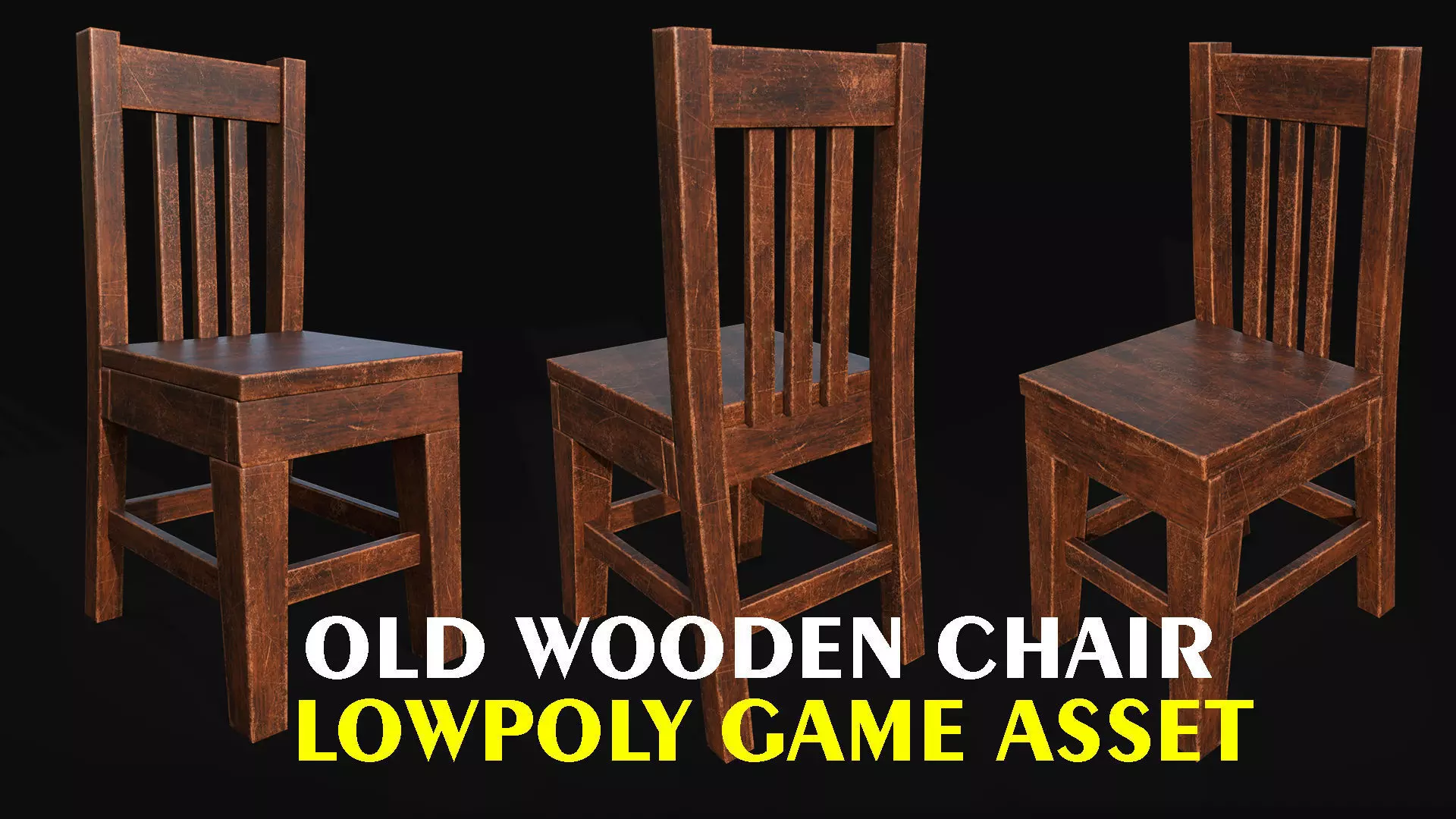 wooden chair lowpoly game asset Low-poly 3D model
