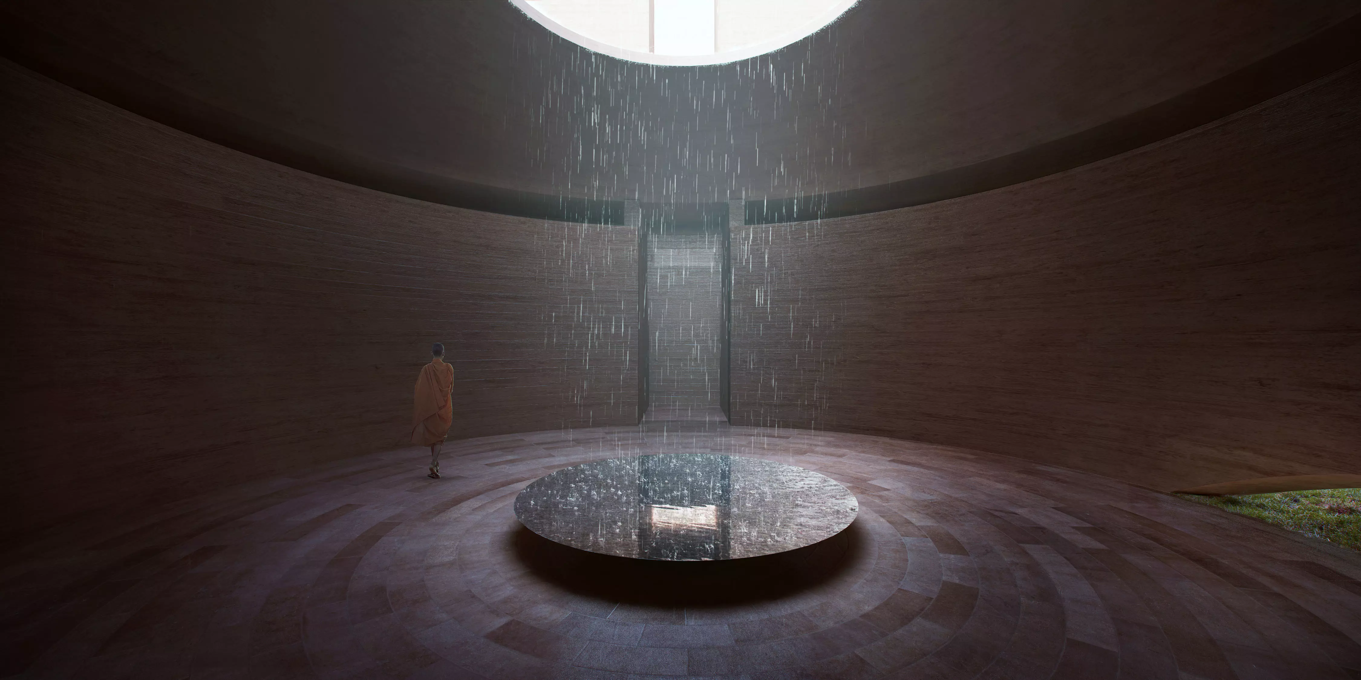 Modern Zen Meditation Chamber With Rain Oculus 3D model