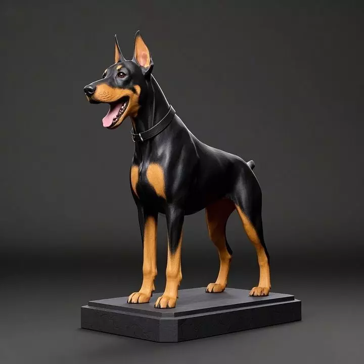 3767 Color 3D Model of Laughing Doberman Pinscher STL 3D print model