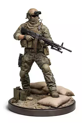Soldier M60 Machine Gunner  Modern Military STL Miniature