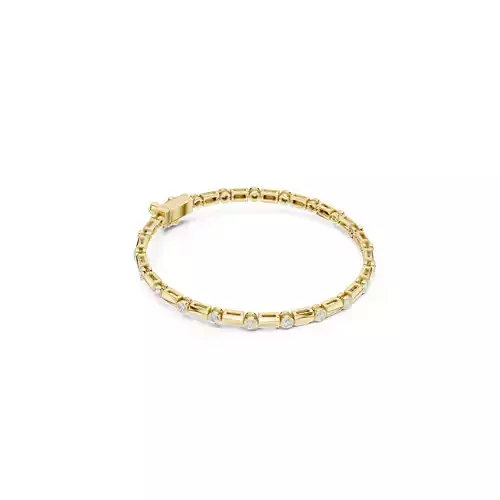 Modern Jewelry Gold Bar Links Unisex Round Diamond Bracelet