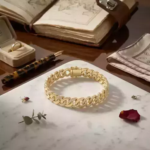 Luxury Pave Set Interlock Diamond Cuban Links Chain Bracelet