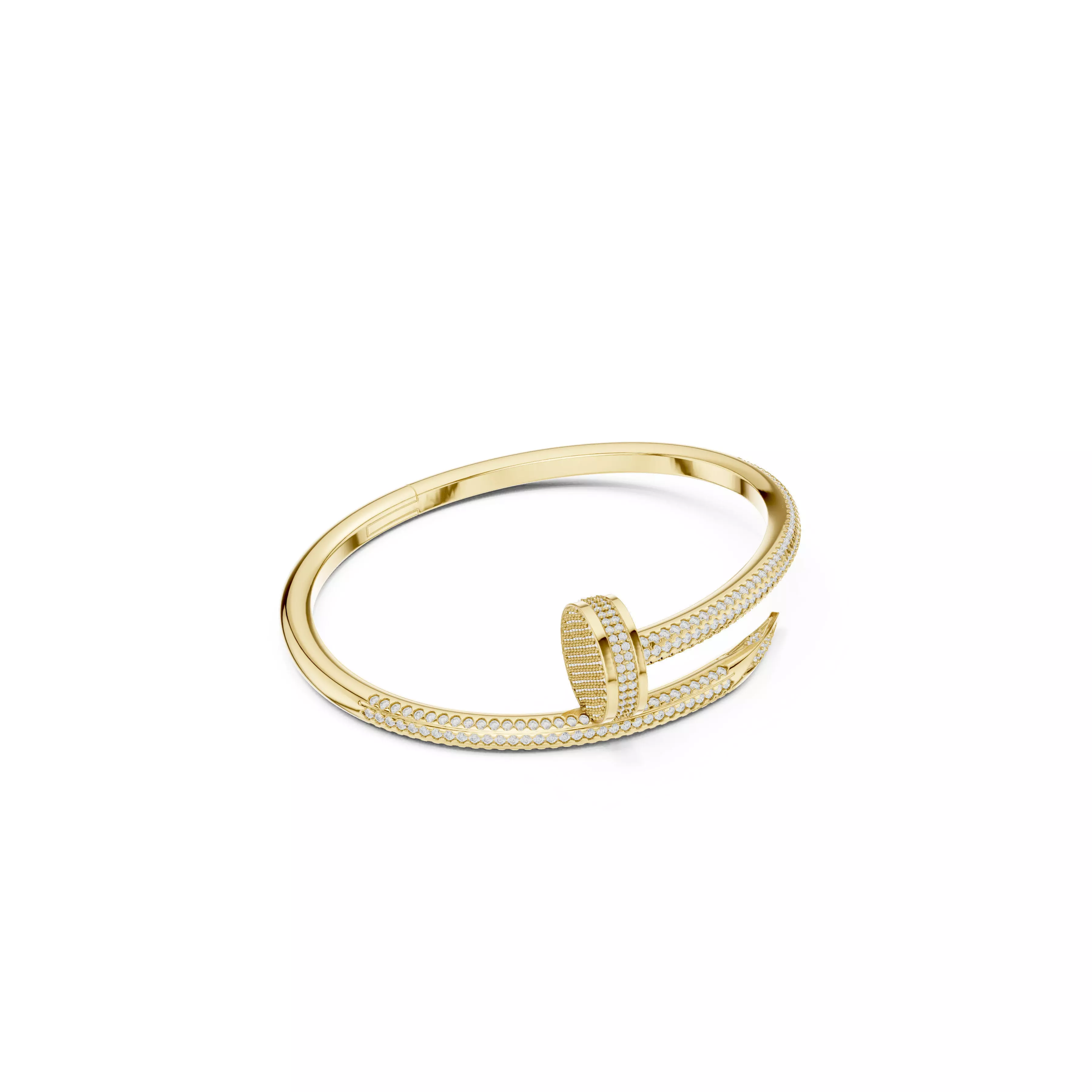 Modern Jewelry Luxury Pave Nail Unisex Diamond Bracelet CAD 3D print model