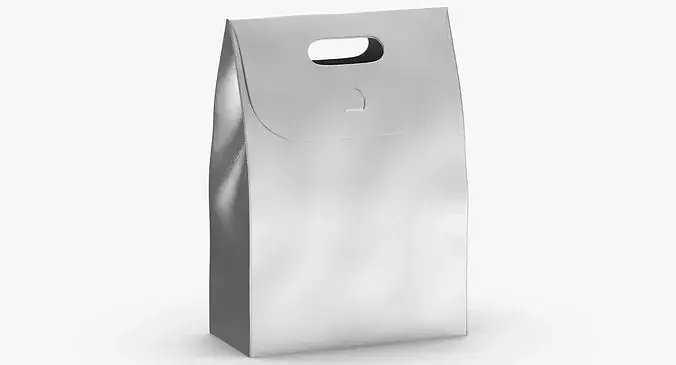 Recycled Paper Bags 02 01 Silver 3D model 4