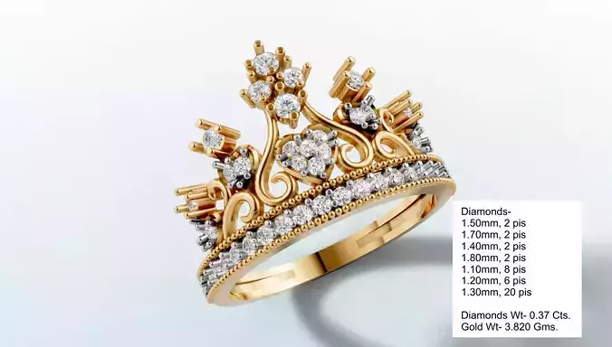 Women Crown Ring  8