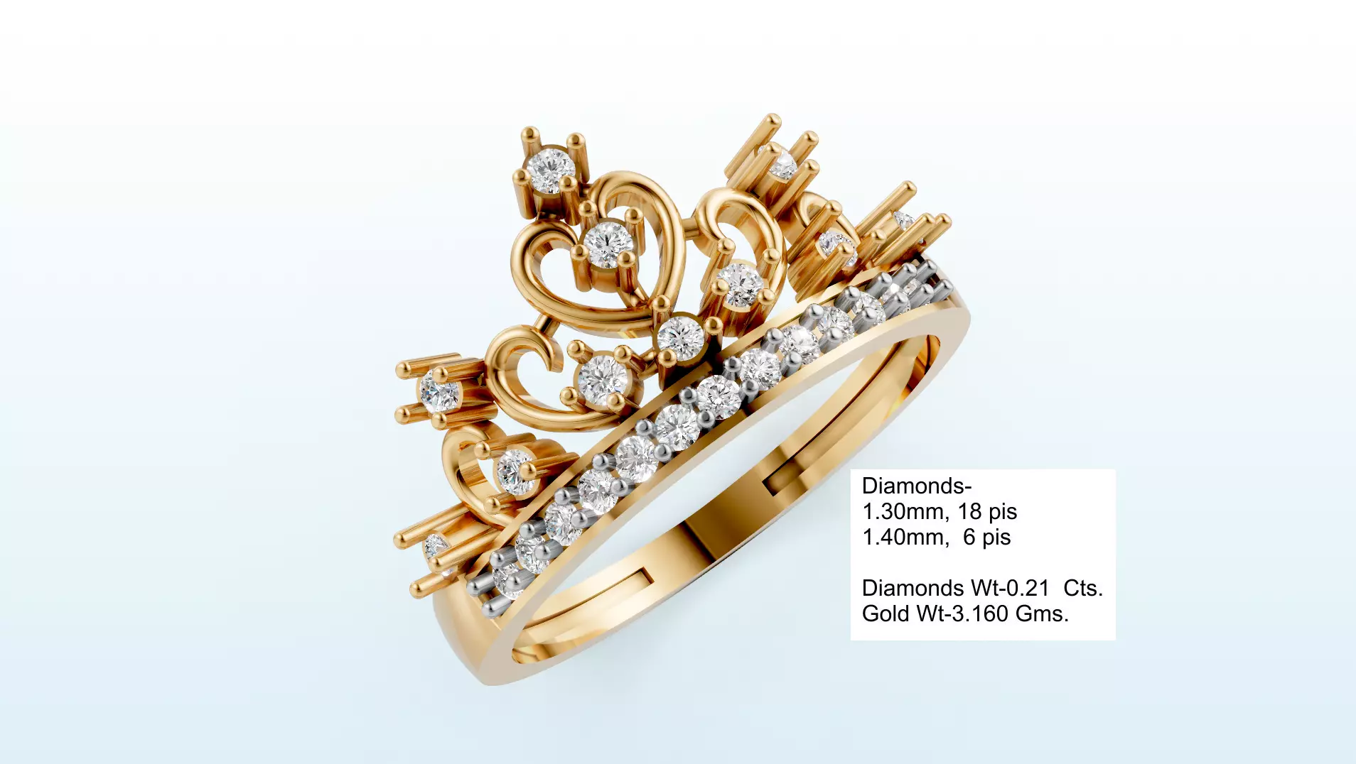 Women Crown Ring 13 3D print model