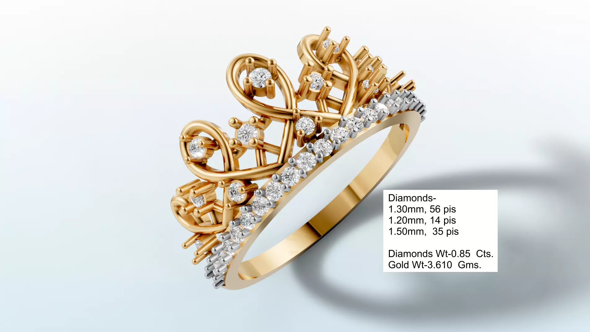 Women Crown Ring 12 3D print model