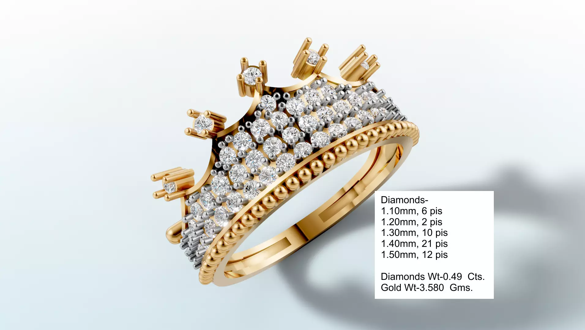 Women Crown Ring 11 3D print model