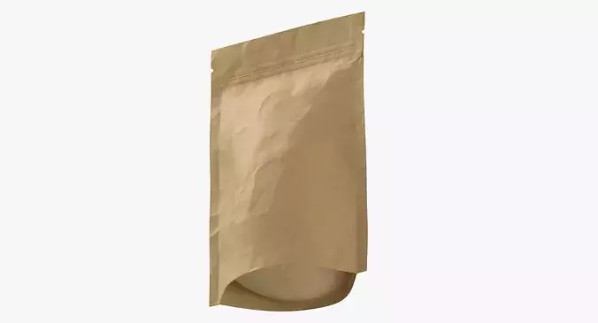 Stand Up Zipper Pouche 150g Closed 3D model 7
