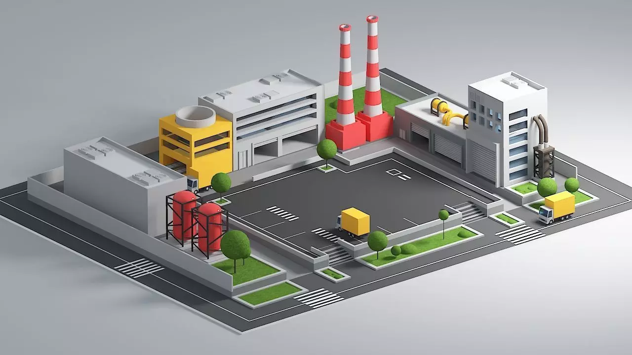 Autographic 3D Factory Low-poly 3D model