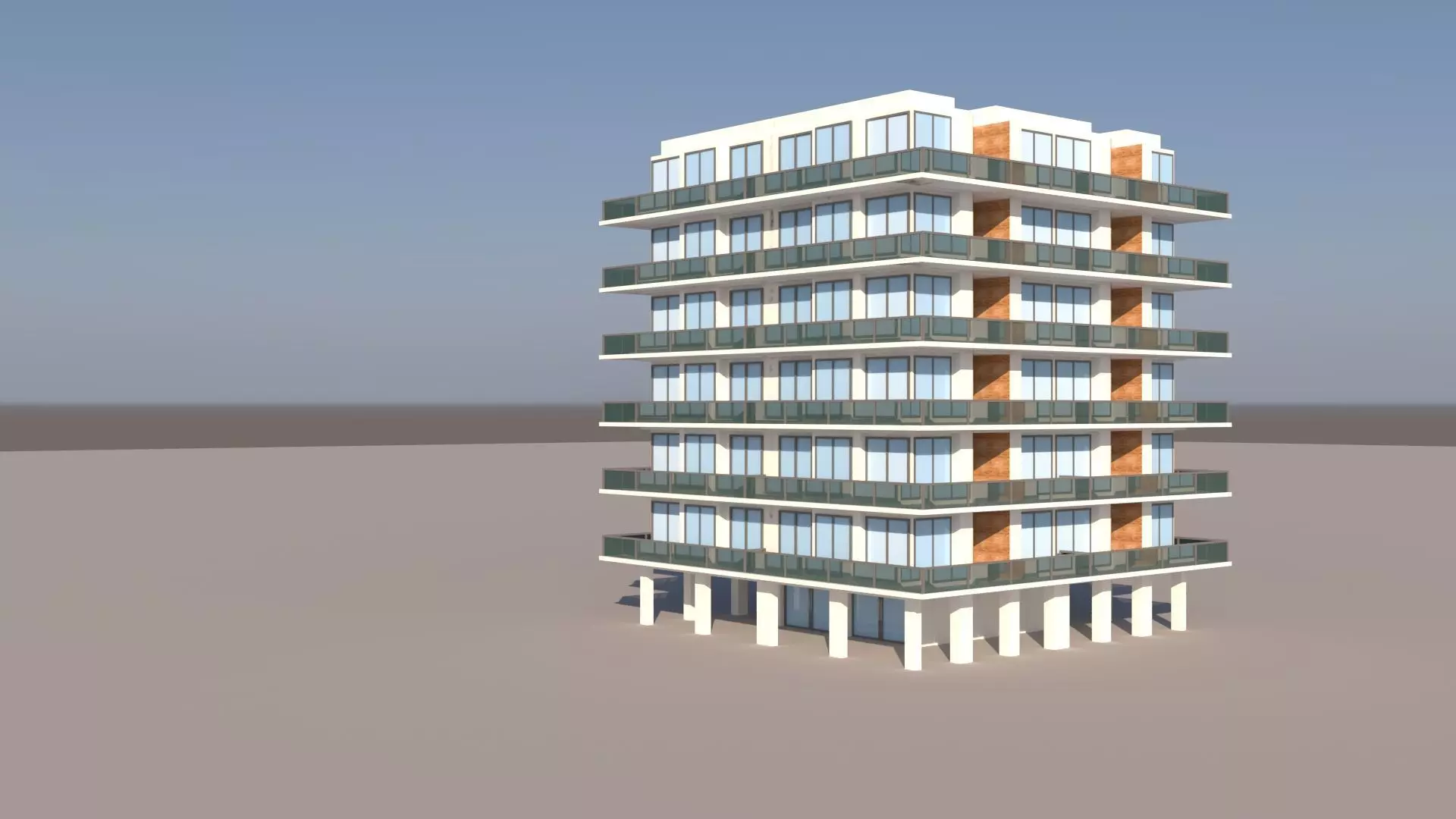 Modern Luxury Apartment Building Exterior Free 3D model
