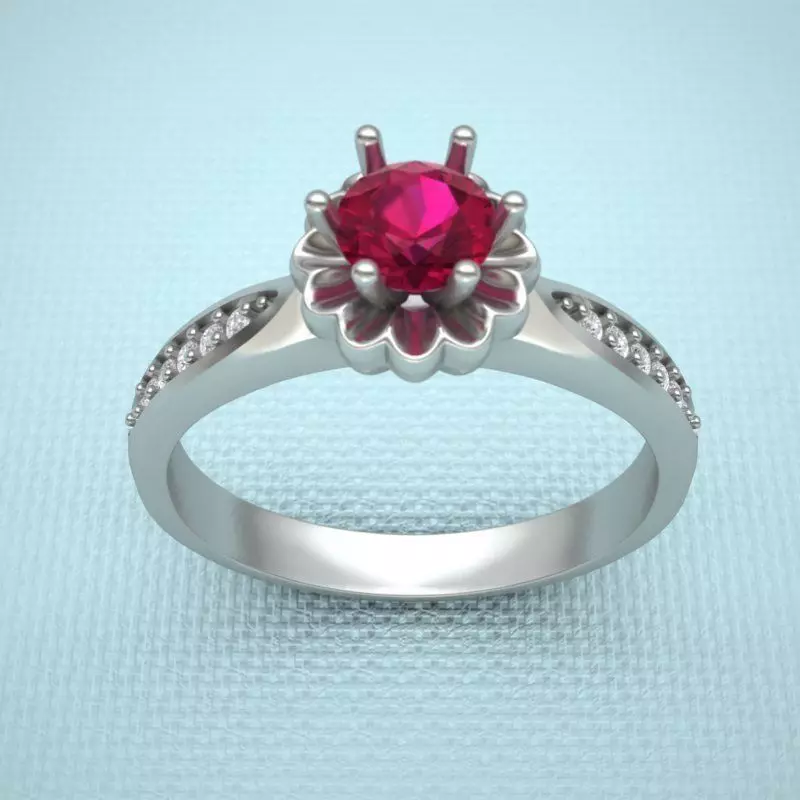 Ring D engagement with diamonds 3D print model