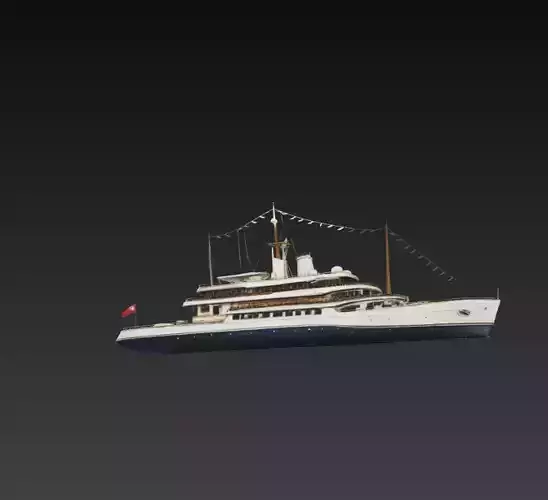 Classic Vintage Luxury Yacht 3D Model  Historical Royal Vessel