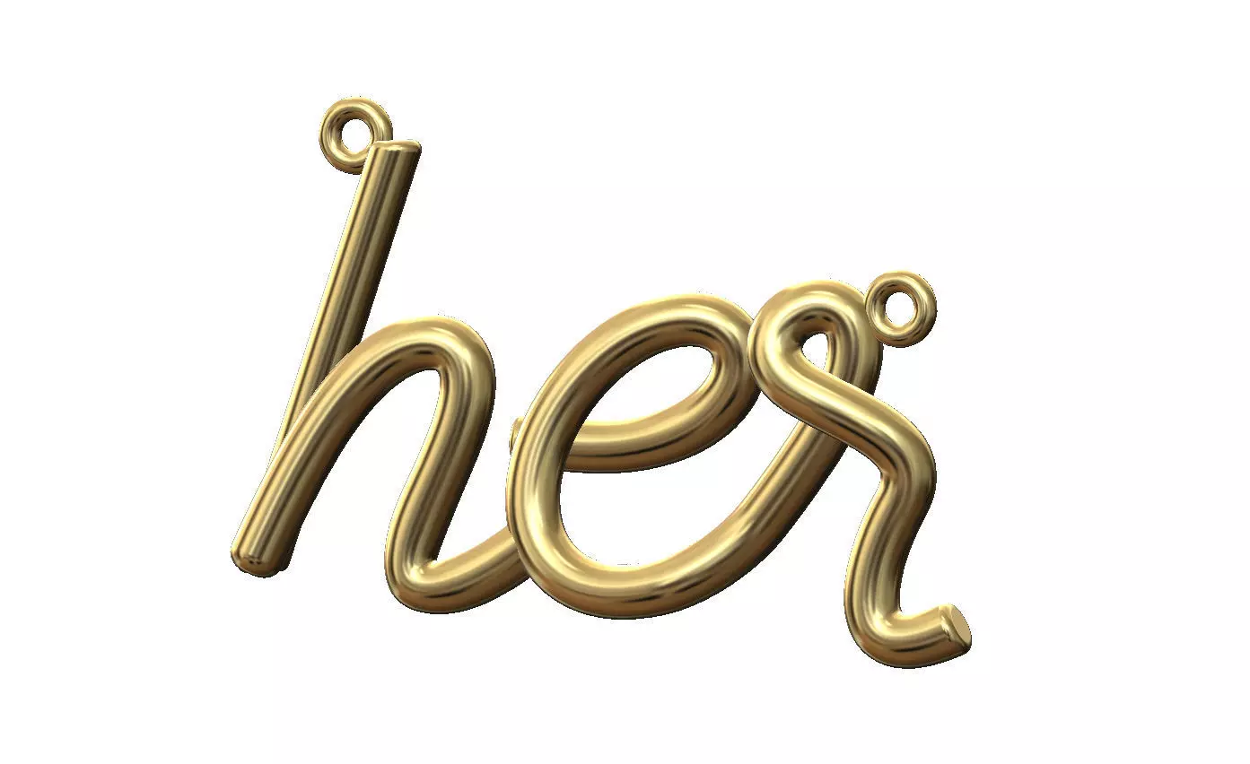 Her name 3d letters wire pendant and charm 3D print model