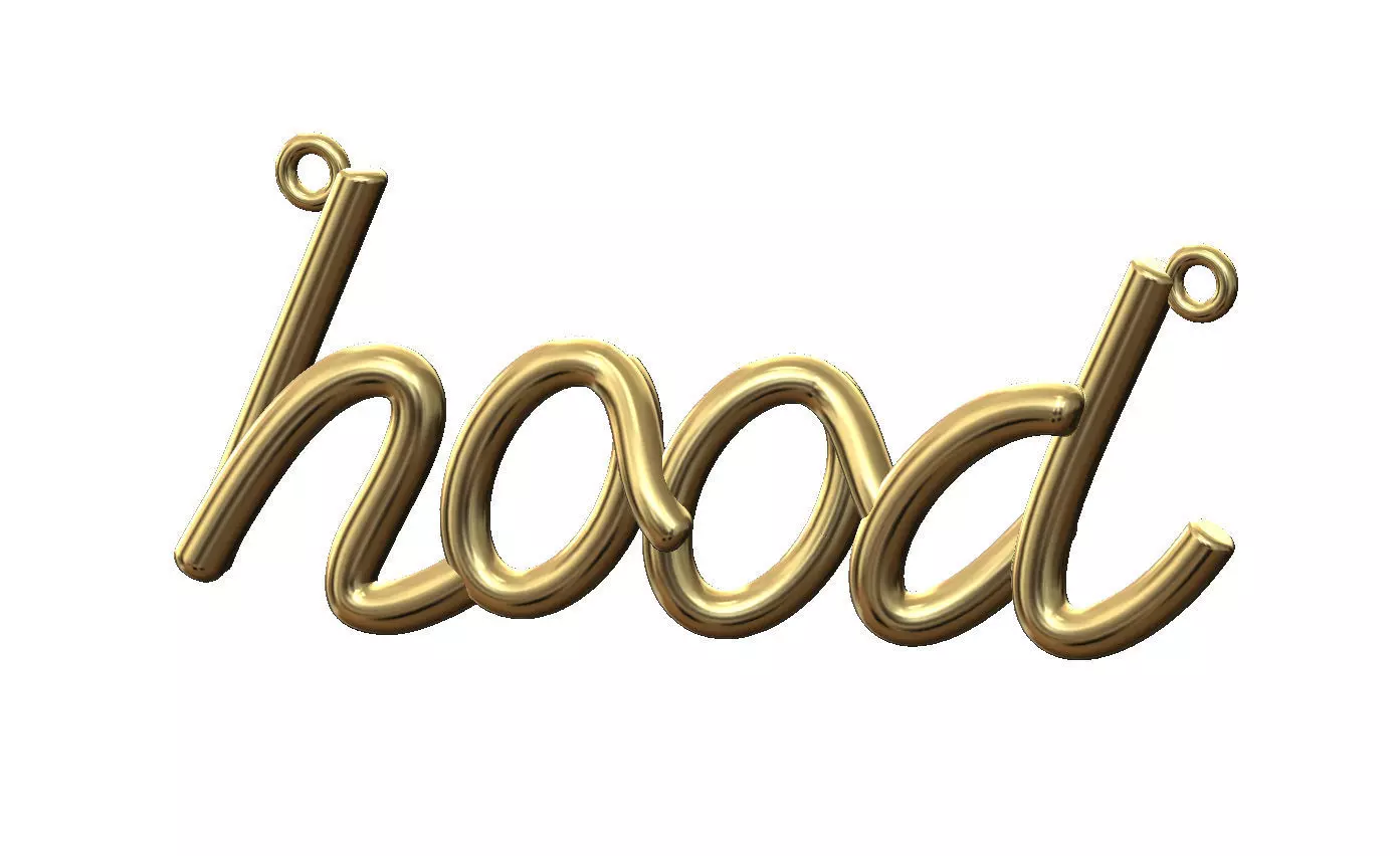 Hood name 3d letters wire pendant and charm 3D print model
