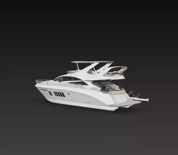 Modern Flybridge Luxury Yacht 3D Model Motor Cabin Cruiser