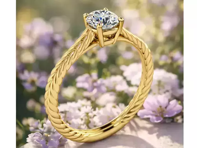 Model 1342 Twisted Solitaire Rope Weeding Ring 5 US size