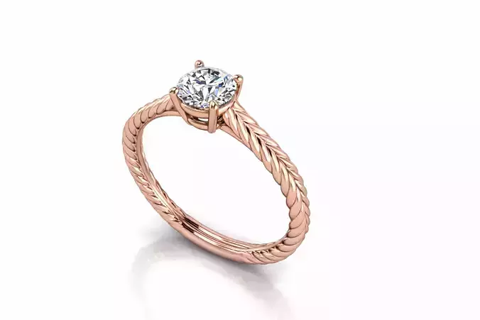 Model 1344 Twisted Solitaire Rope Weeding Ring 6 US size