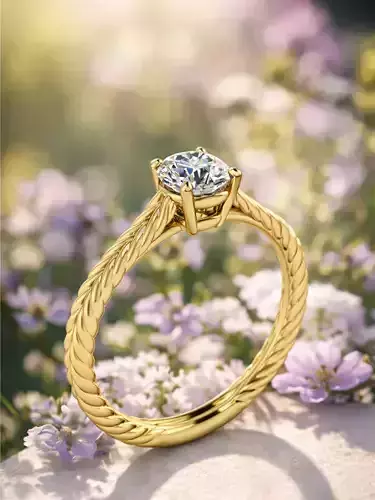 Model 1346 Twisted Solitaire Rope Weeding Ring 7 US size