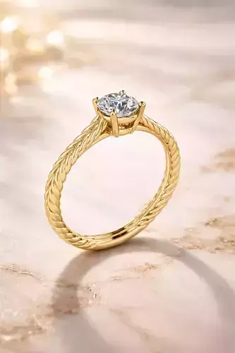 Model 1347 Twisted Solitaire Weeding Ring 7 and half US size