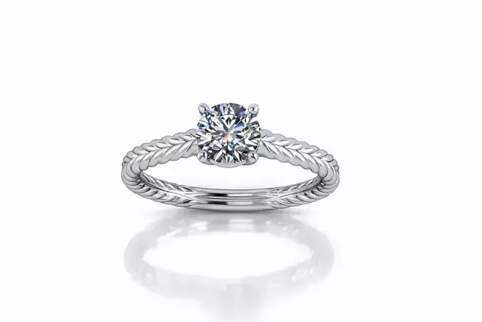 Model 1349 Twisted Solitaire  Weeding Ring 8 and half US size