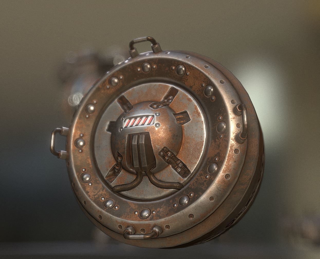 AI Control Module Rusty Version Low-poly 3D model_3