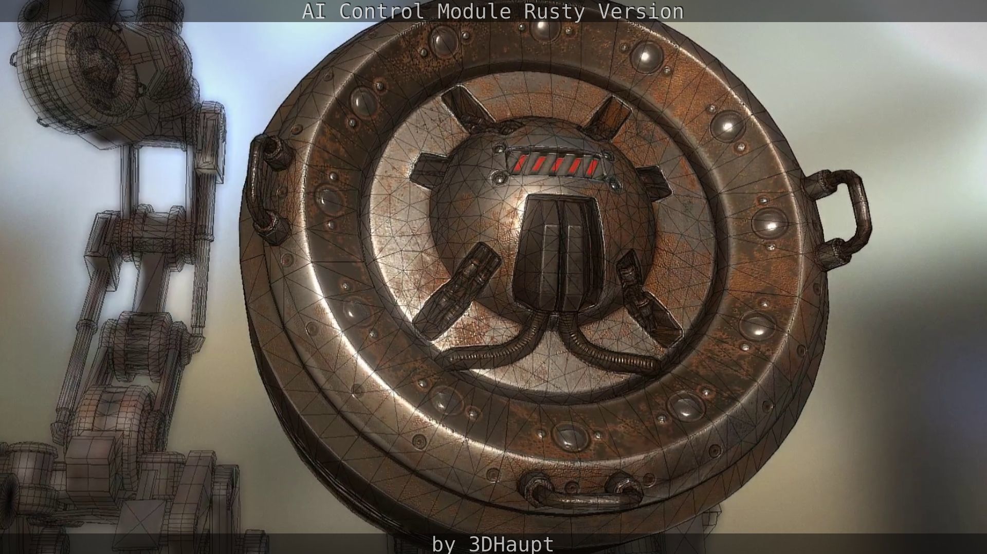 AI Control Module Rusty Version Low-poly 3D model_34