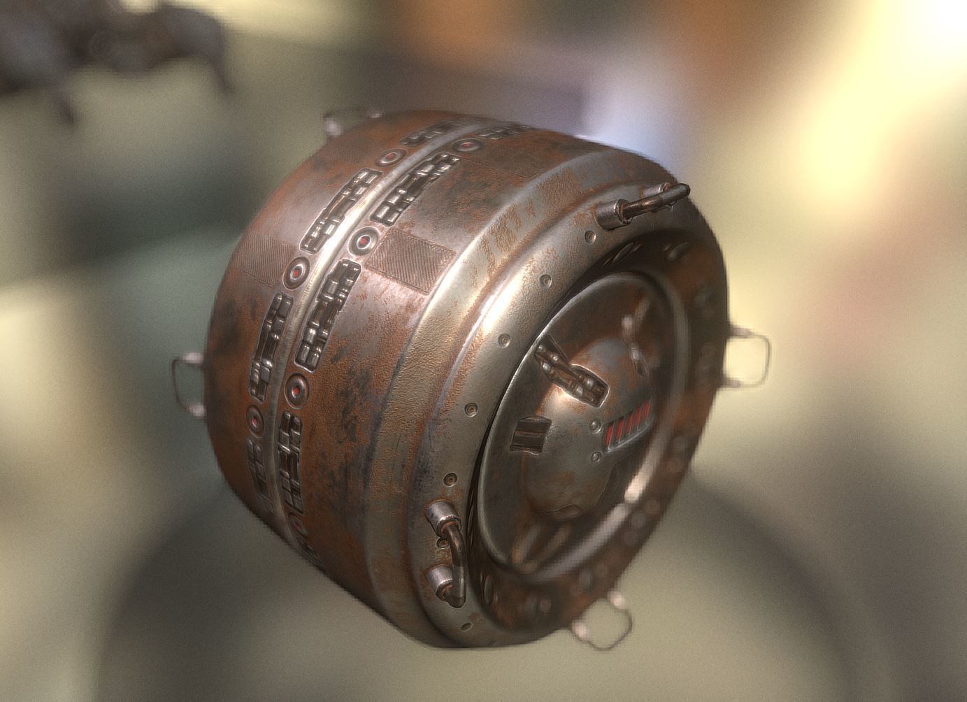 AI Control Module Rusty Version Low-poly 3D model_4