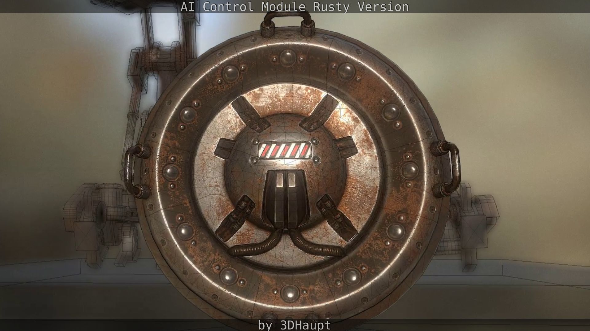 AI Control Module Rusty Version Low-poly 3D model_32
