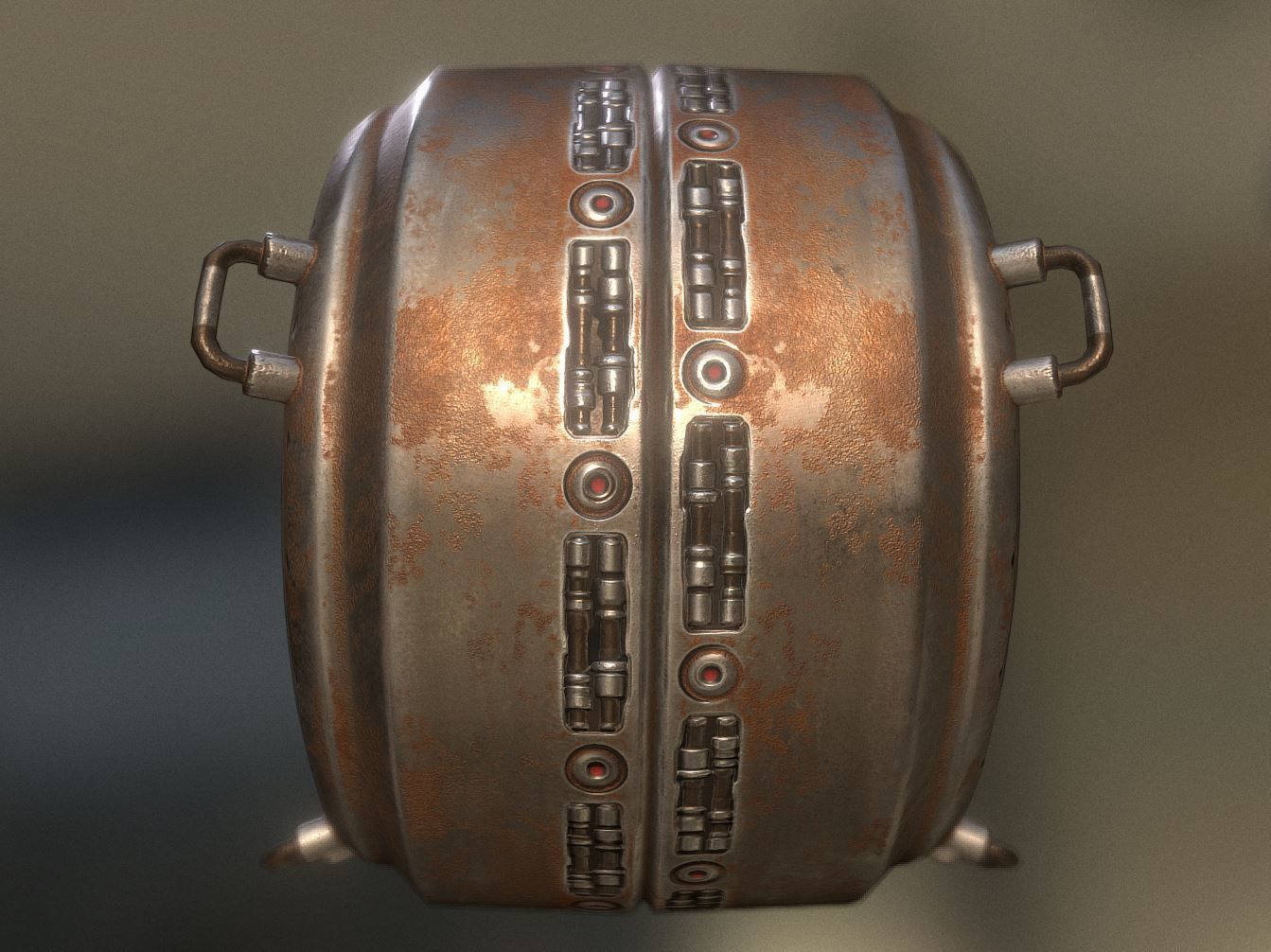 AI Control Module Rusty Version Low-poly 3D model_5