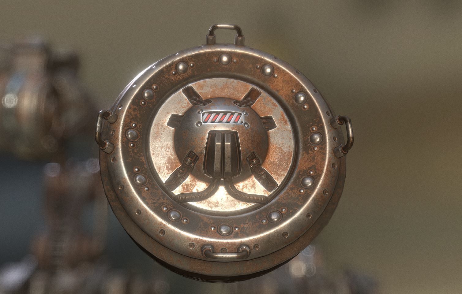 AI Control Module Rusty Version Low-poly 3D model_6