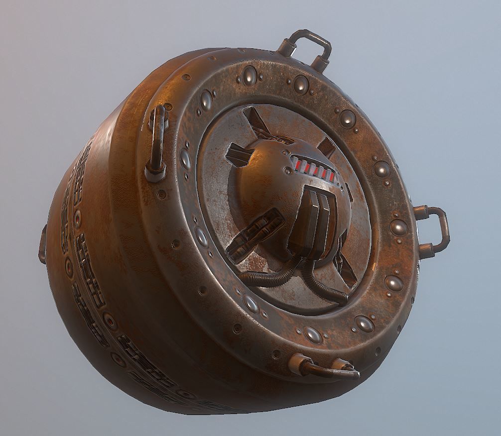 AI Control Module Rusty Version Low-poly 3D model_13