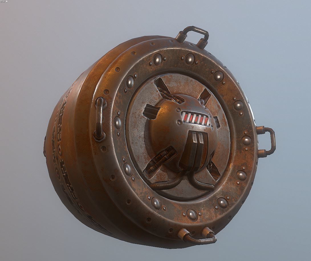 AI Control Module Rusty Version Low-poly 3D model_10